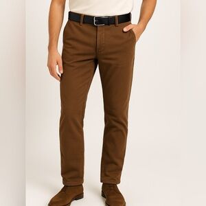 GTA mens essential stretch chinos soft twill tailored regular fit size 52 brown